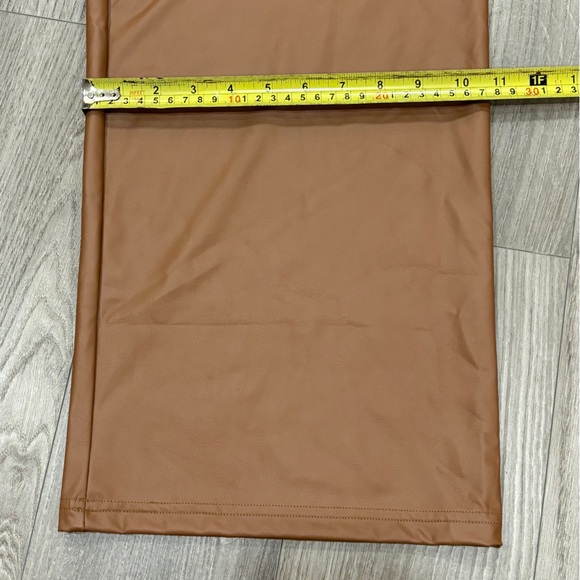 AERIE Offline Real Luxe Faux Leather Wide Leg Pants Brown Women’s Size S Long - Picture 6 of 14
